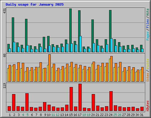 Daily usage for January 2025